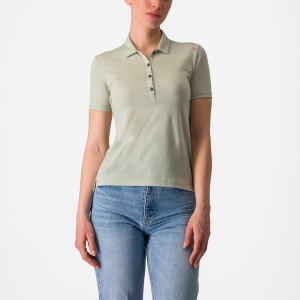 Casual Castelli MERINO W POLO Femme Vert | CYWVX-5142