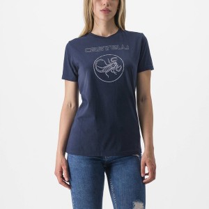 Casual Castelli PEDALARE TEE Femme Bleu | NFXMT-6381