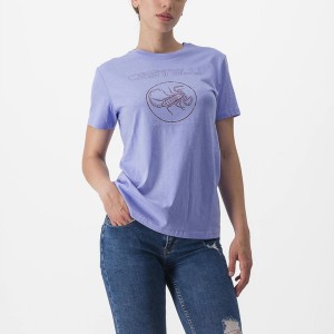 Casual Castelli PEDALARE TEE Femme Violette Blanche | TWAFK-7235