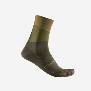 Chaussette Castelli ORIZZONTE 15 Homme Vert Olive Vert Foncé | YMEQD-1732