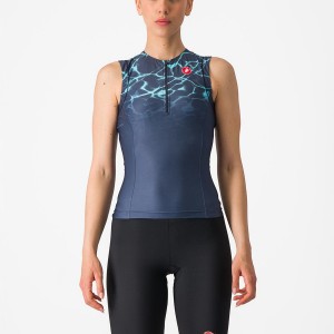 Costumes Castelli FREE 2 W TRI SINGLET Femme Bleu Noir | QVSID-8129