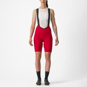 Short Avec Bavette Castelli ESPRESSO W DT Femme Rouge | QDMTS-0521