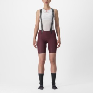 Short Avec Bavette Castelli FREE AERO RC W Femme Bordeaux Foncé | QNBHA-7943