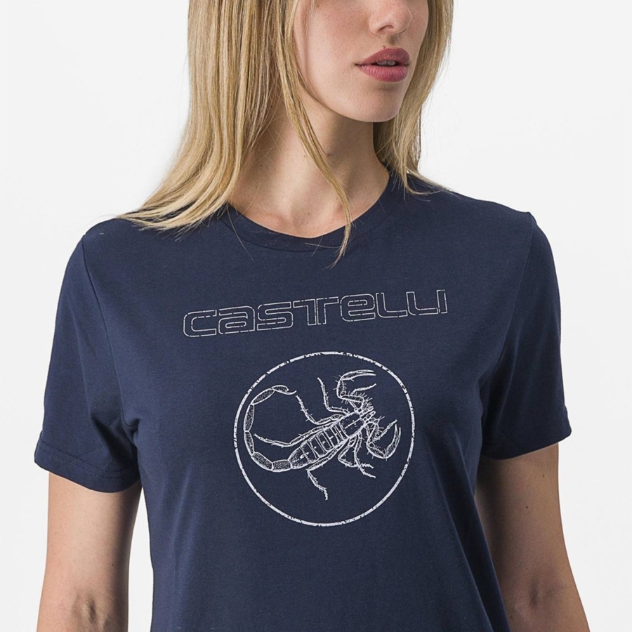 Casual Castelli PEDALARE TEE Femme Bleu | NFXMT-6381