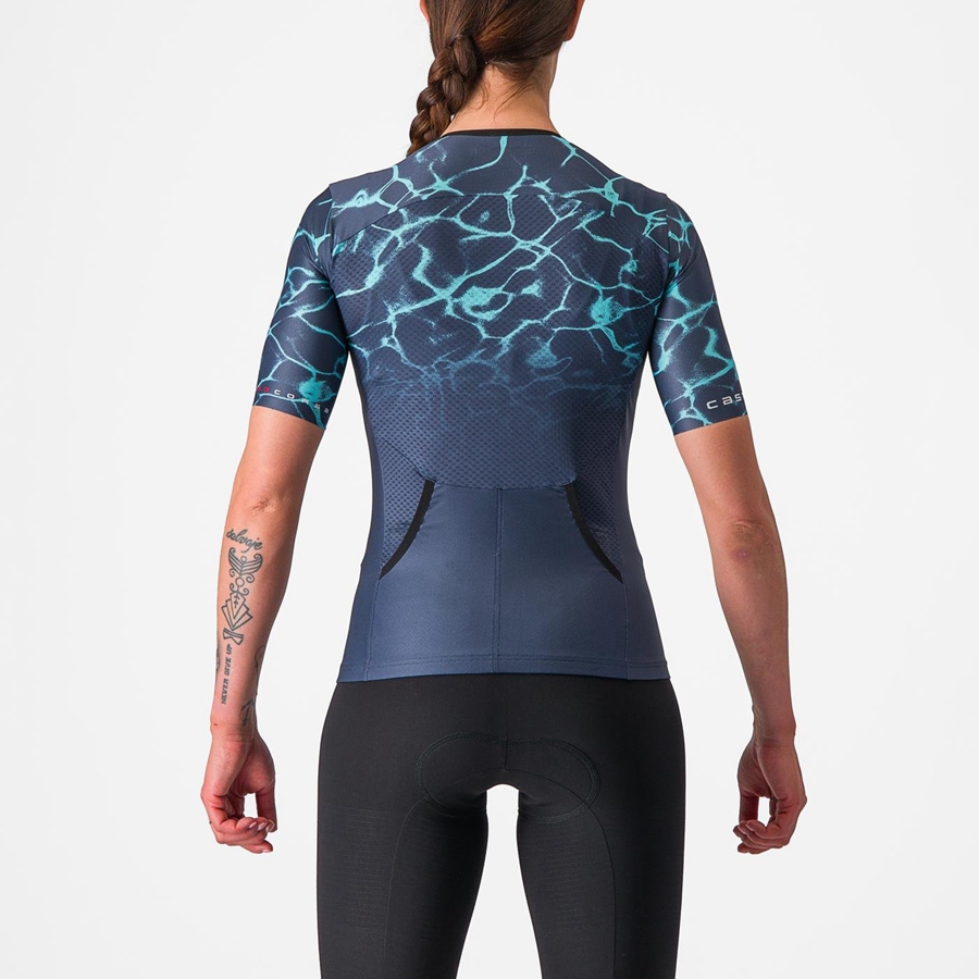 Costumes Castelli FREE SPEED 2 W RACE TOP Femme Bleu Turquoise Clair | FUVRX-9054