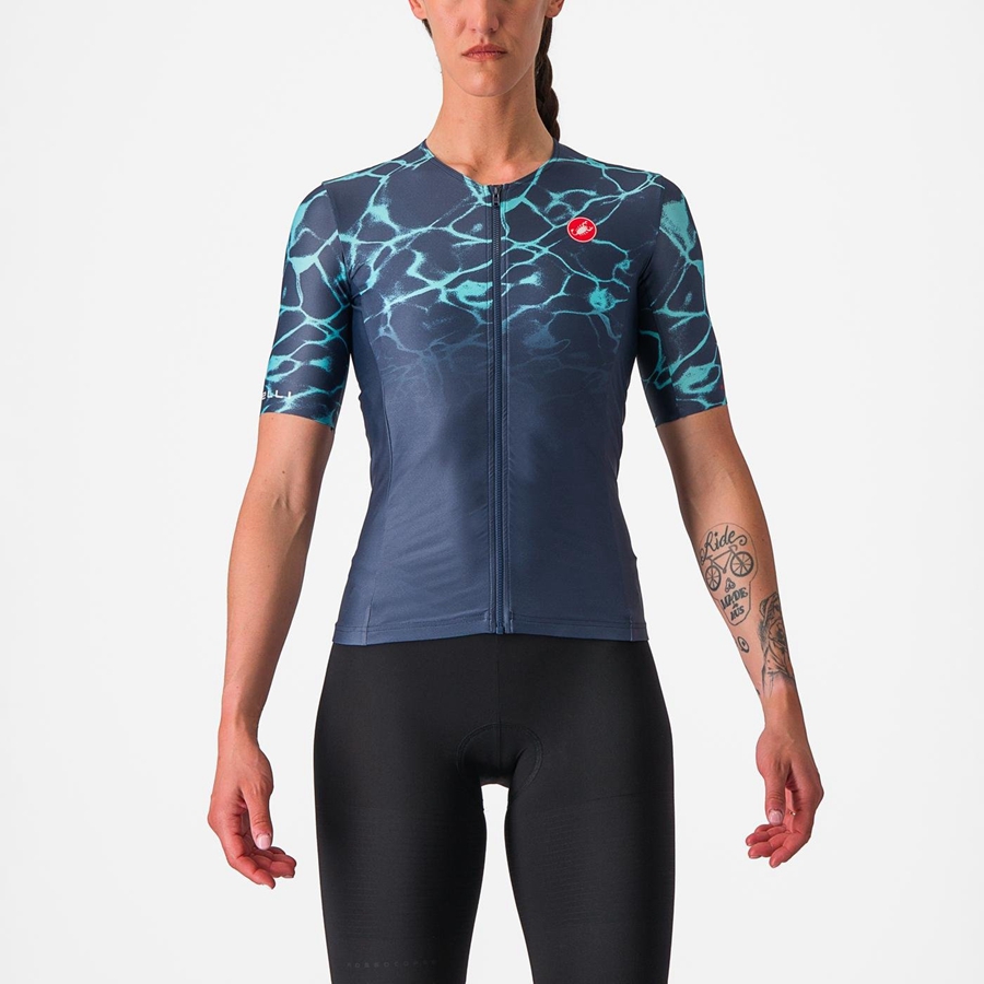 Costumes Castelli FREE SPEED 2 W RACE TOP Femme Bleu Turquoise Clair | FUVRX-9054