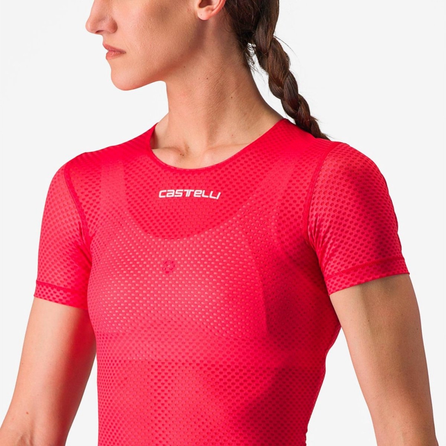 Couche De Base Castelli PRO MESH W SHORT SLEEVE Femme Rouge | MXCHE-4032