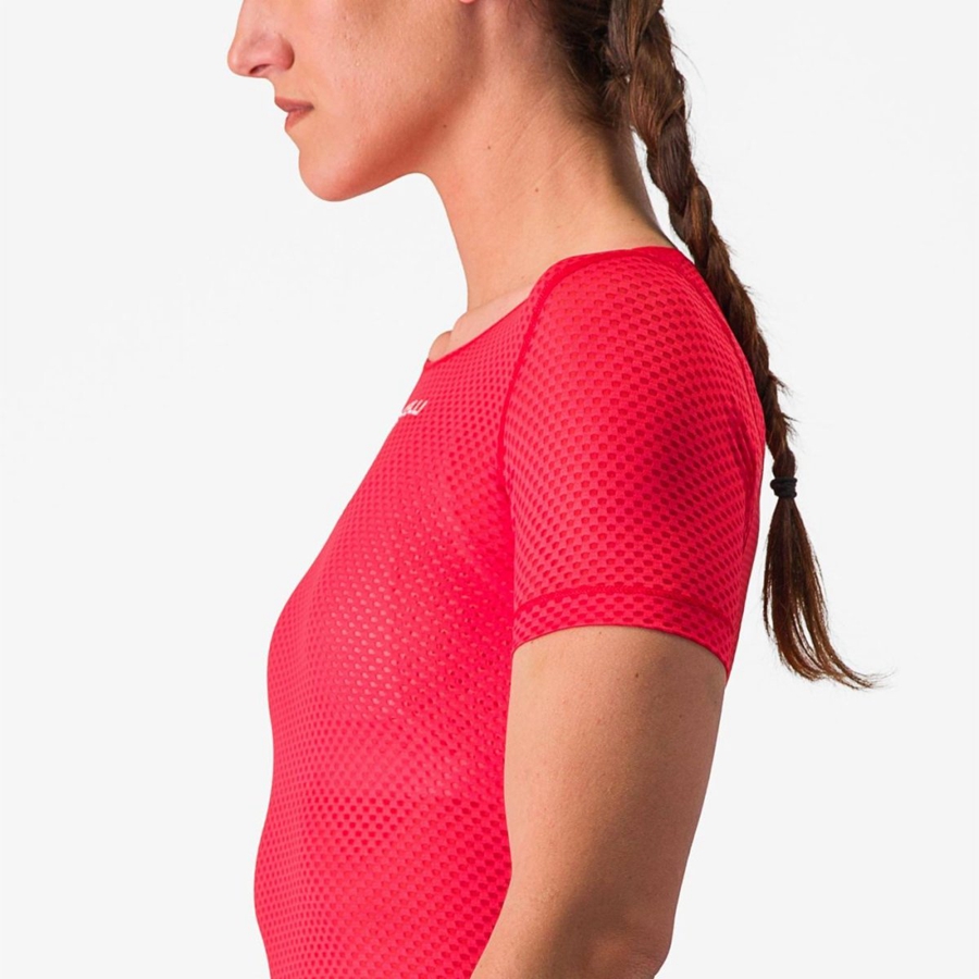 Couche De Base Castelli PRO MESH W SHORT SLEEVE Femme Rouge | MXCHE-4032