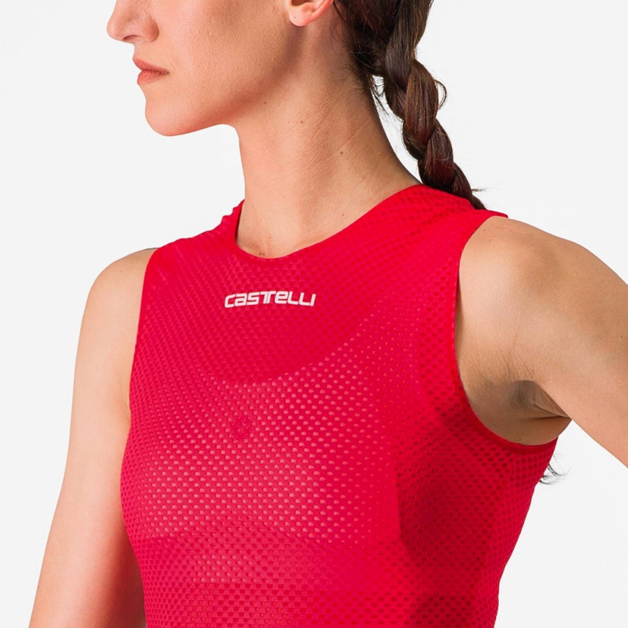 Couche De Base Castelli PRO MESH W SLEEVELESS Femme Rouge | RVIHX-6815