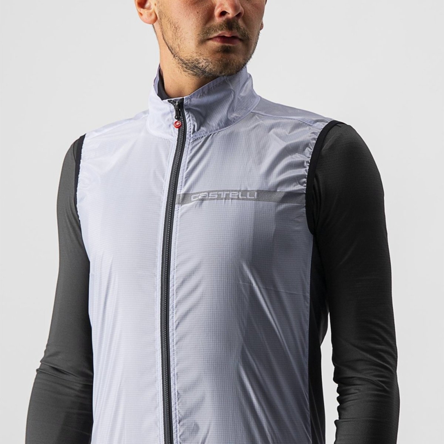 Gilet Castelli SQUADRA STRETCH Homme Argent Grise Grise Foncé | XKWIB-4359