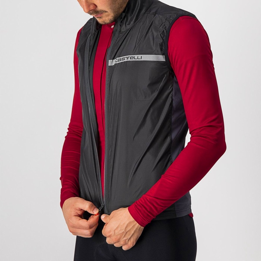 Gilet Castelli SQUADRA STRETCH Homme Noir Grise Foncé | UJYHV-9260