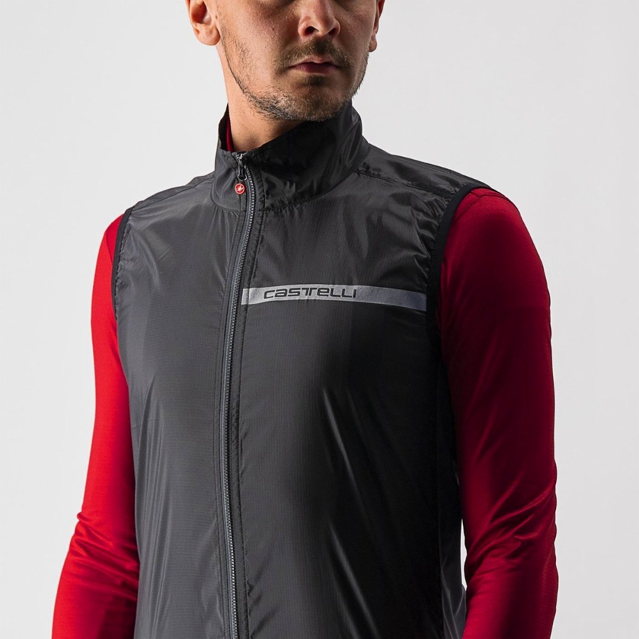 Gilet Castelli SQUADRA STRETCH Homme Noir Grise Foncé | UJYHV-9260