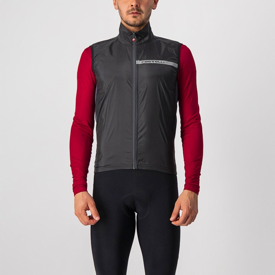 Gilet Castelli SQUADRA STRETCH Homme Noir Grise Foncé | UJYHV-9260