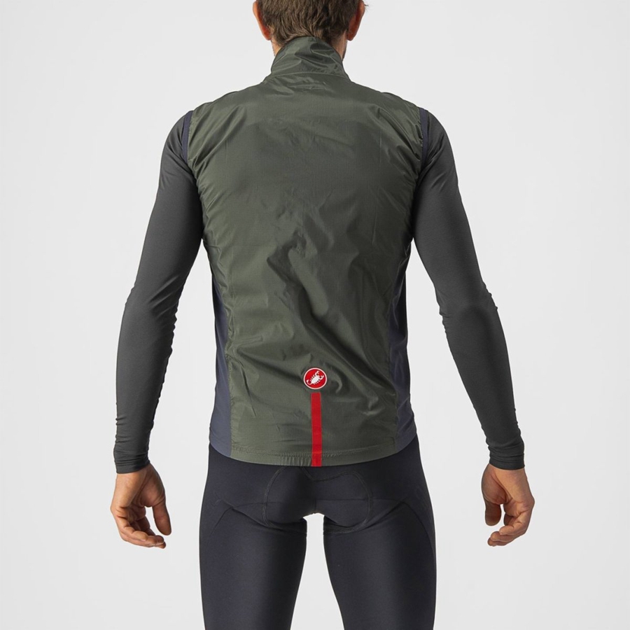 Gilet Castelli SQUADRA STRETCH Homme Vert Grise Foncé | KHGRW-0367