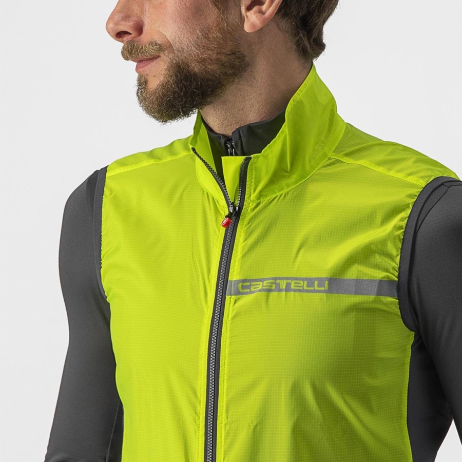 Gilet Castelli SQUADRA STRETCH Homme Vert Clair Grise Foncé | WRQDE-5382