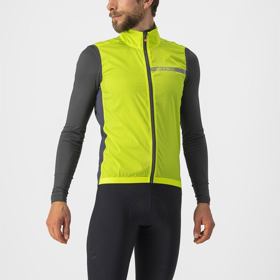 Gilet Castelli SQUADRA STRETCH Homme Vert Clair Grise Foncé | WRQDE-5382