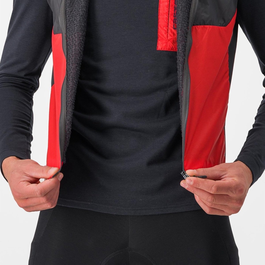 Gilet Castelli UNLIMITED PUFFY Homme Rouge Grise Foncé | GHCUY-9853