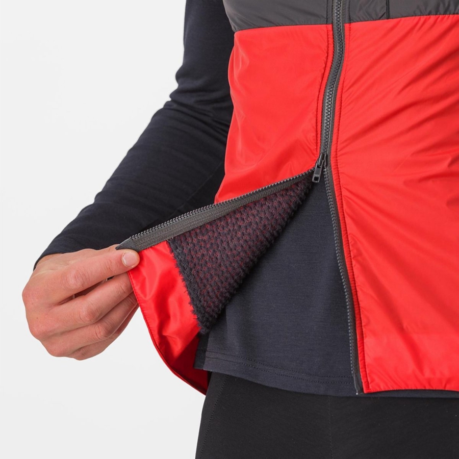 Gilet Castelli UNLIMITED PUFFY Homme Rouge Grise Foncé | GHCUY-9853