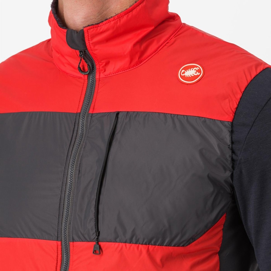 Gilet Castelli UNLIMITED PUFFY Homme Rouge Grise Foncé | GHCUY-9853