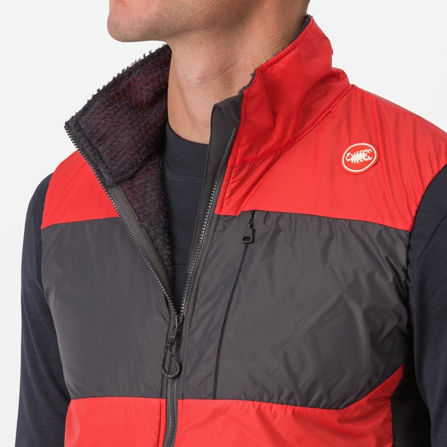 Gilet Castelli UNLIMITED PUFFY Homme Rouge Grise Foncé | GHCUY-9853