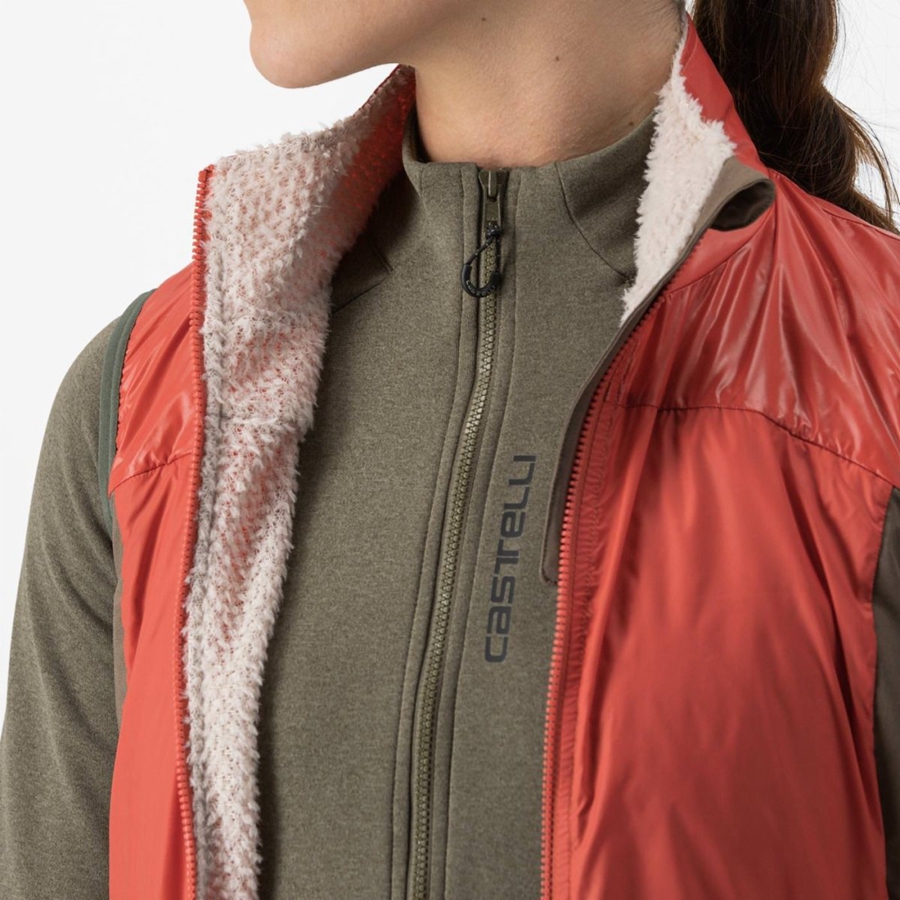 Gilet Castelli UNLIMITED W PUFFY Femme Rouge Argent Grise | ZMBEV-4896