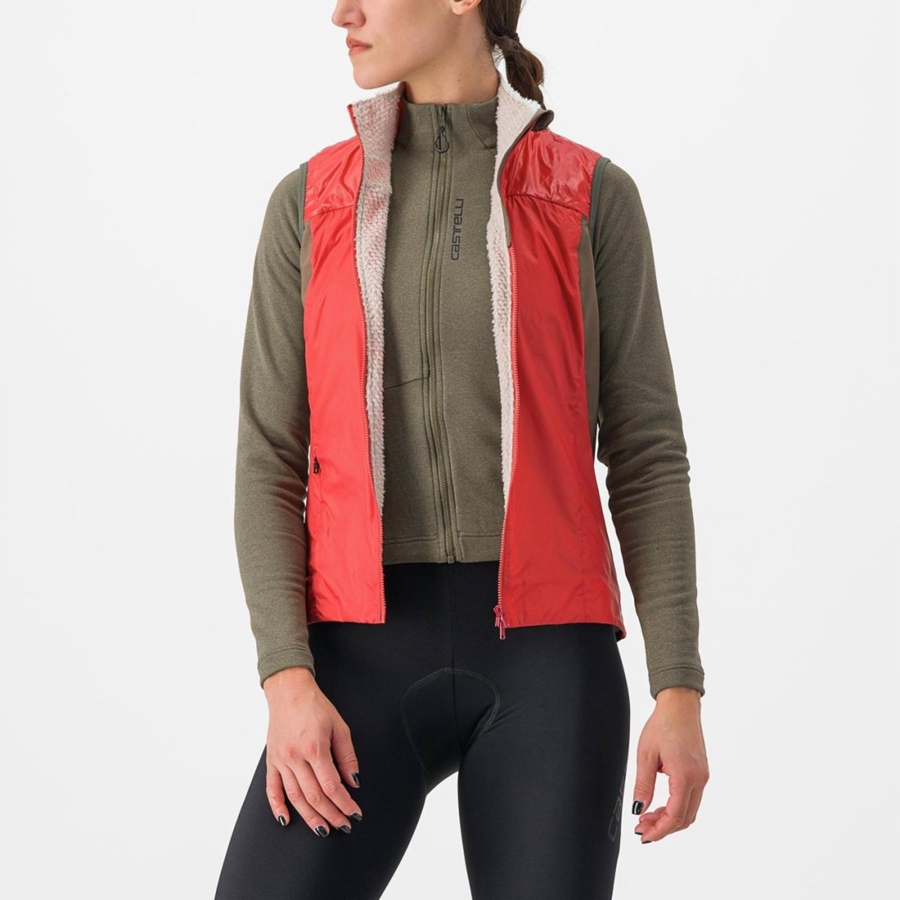 Gilet Castelli UNLIMITED W PUFFY Femme Rouge Argent Grise | ZMBEV-4896