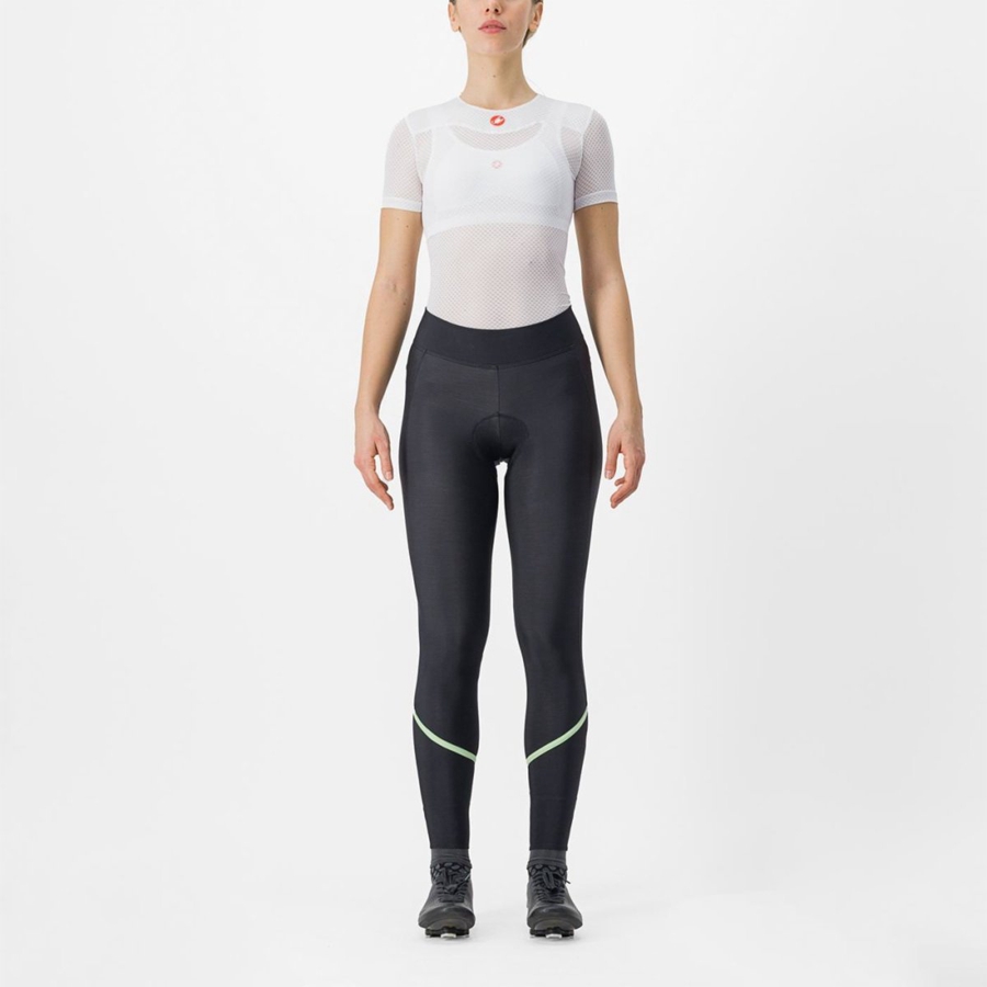 Leggings Castelli VELOCISSIMA THERMAL Femme Noir Menthe Noir | YNLMC-7208