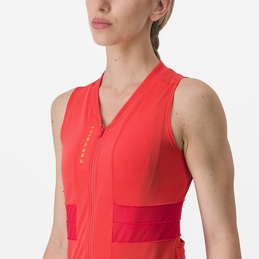 Maillot Castelli ANIMA 4 SLEEVELESS Femme Orange | RWLQC-9354