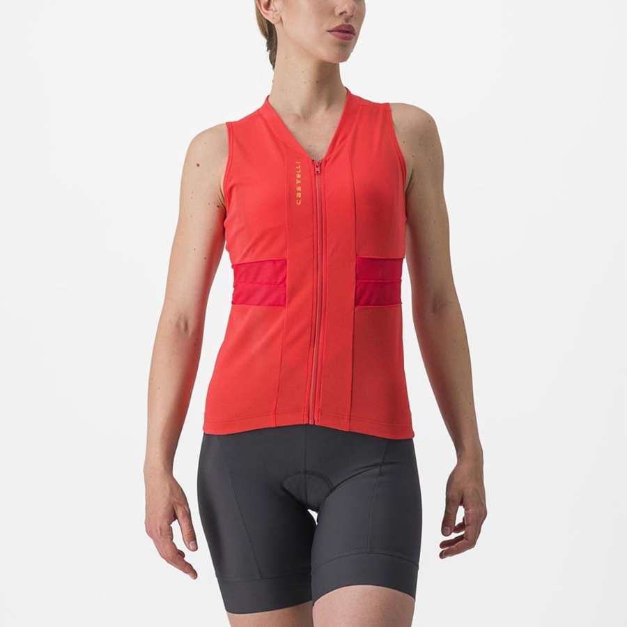 Maillot Castelli ANIMA 4 SLEEVELESS Femme Orange | RWLQC-9354