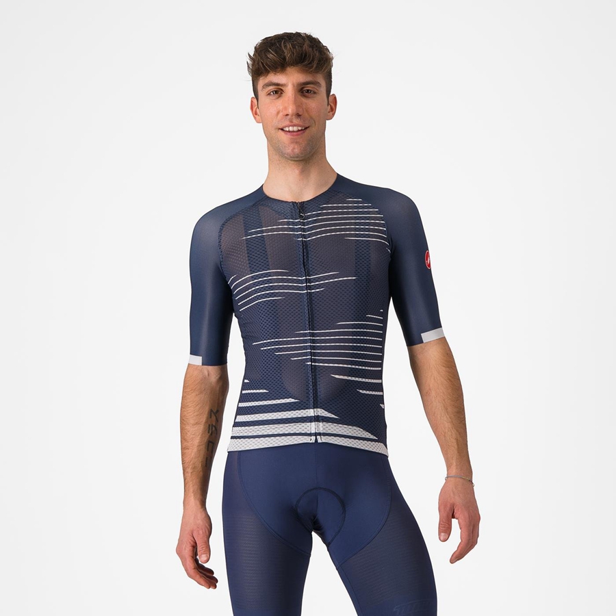 Maillot Castelli CLIMBER\'S 4.0 Homme Bleu Argent Grise | ITMHL-4207