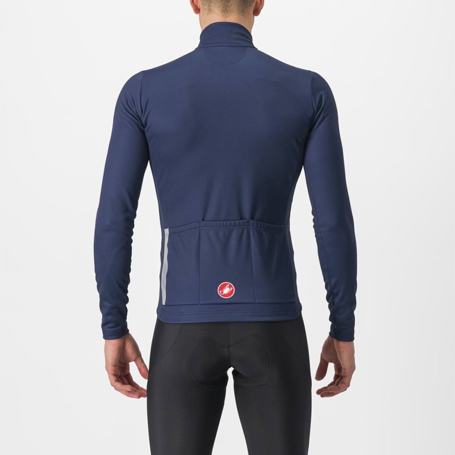 Maillot Castelli ENTRATA THERMAL Homme Bleu Argent Grise | NTPMA-3876