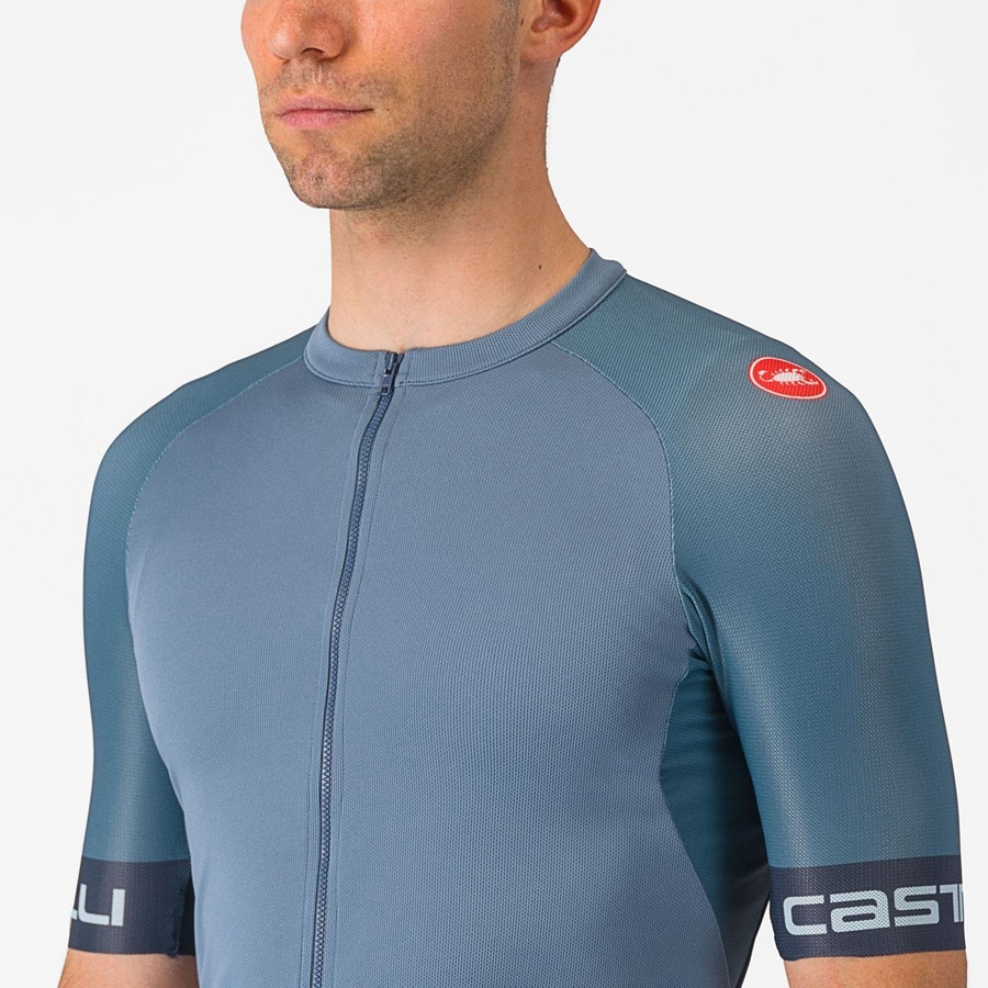 Maillot Castelli ENTRATA VI Homme Grise Clair Bleu Grise Foncé | RJVDH-3728