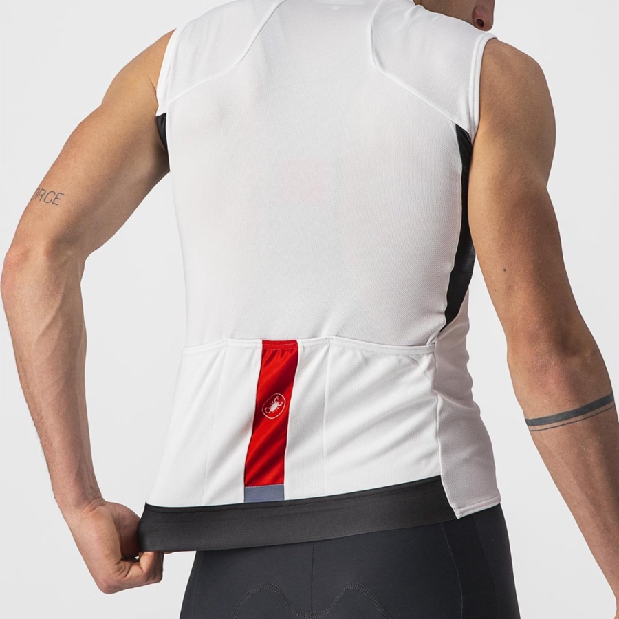 Maillot Castelli ENTRATA VI SLEEVELESS Homme Blanche Noir Rouge | ISZGK-9186