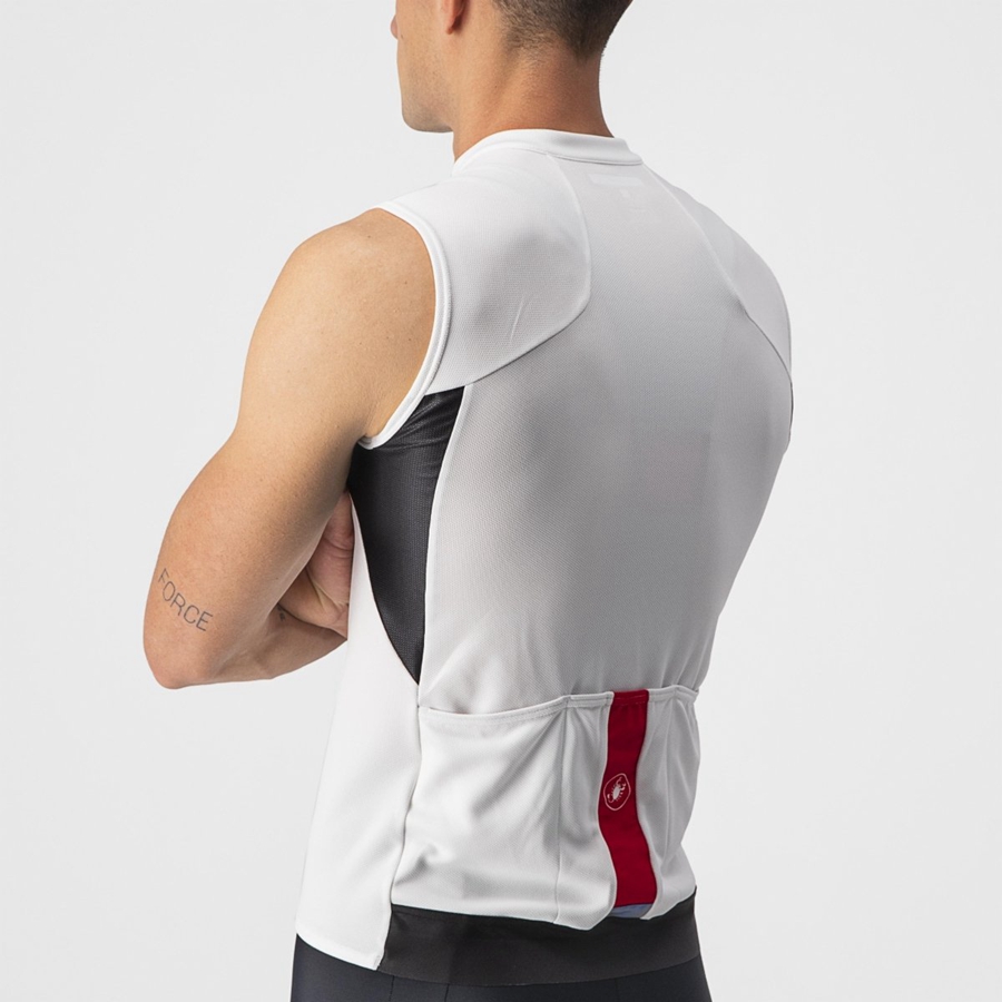 Maillot Castelli ENTRATA VI SLEEVELESS Homme Blanche Noir Rouge | ISZGK-9186