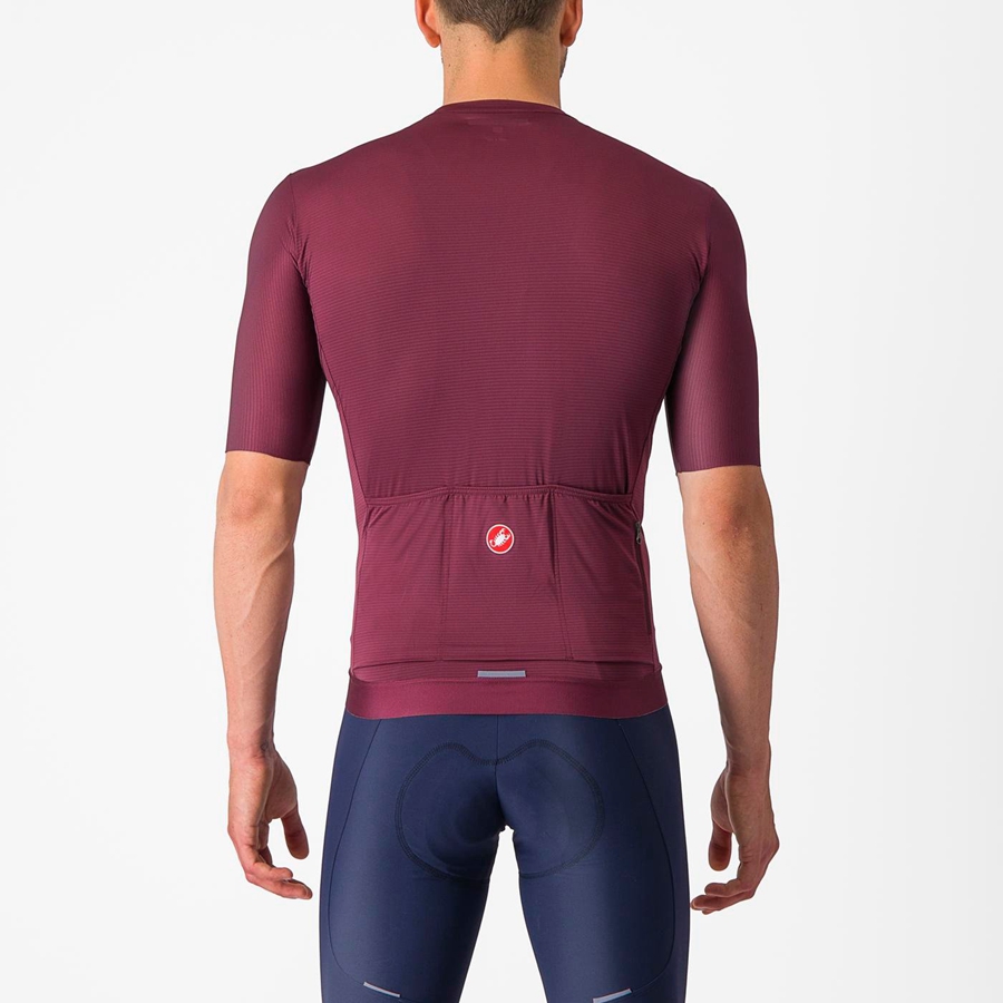 Maillot Castelli ESPRESSO Homme Bordeaux Foncé Argent | JYDTS-8310