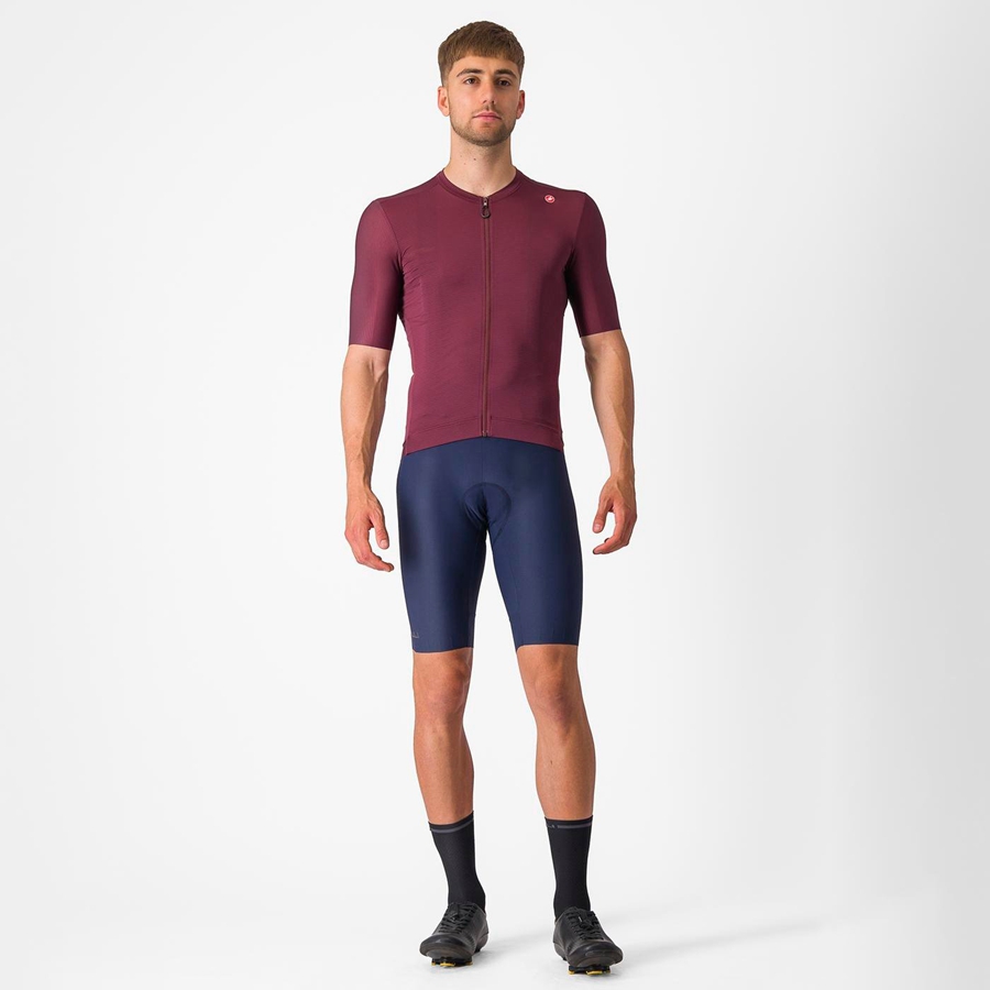 Maillot Castelli ESPRESSO Homme Bordeaux Foncé Argent | JYDTS-8310