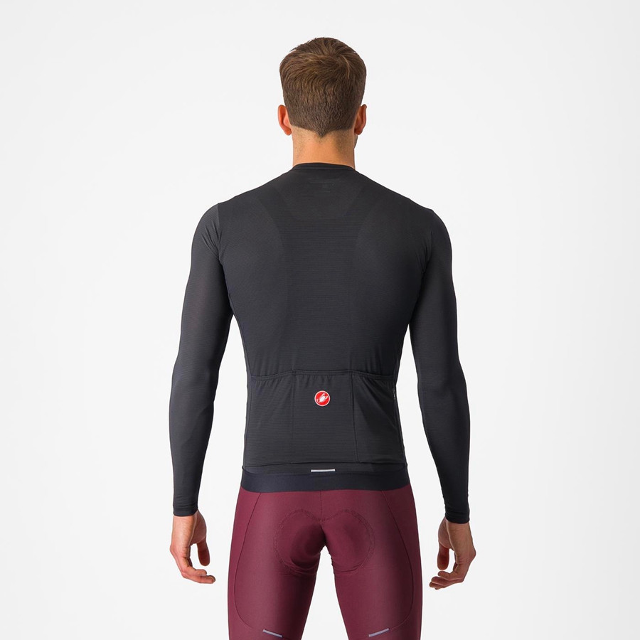 Maillot Castelli ESPRESSO LS Homme Noir Grise Foncé | QWPOZ-9837