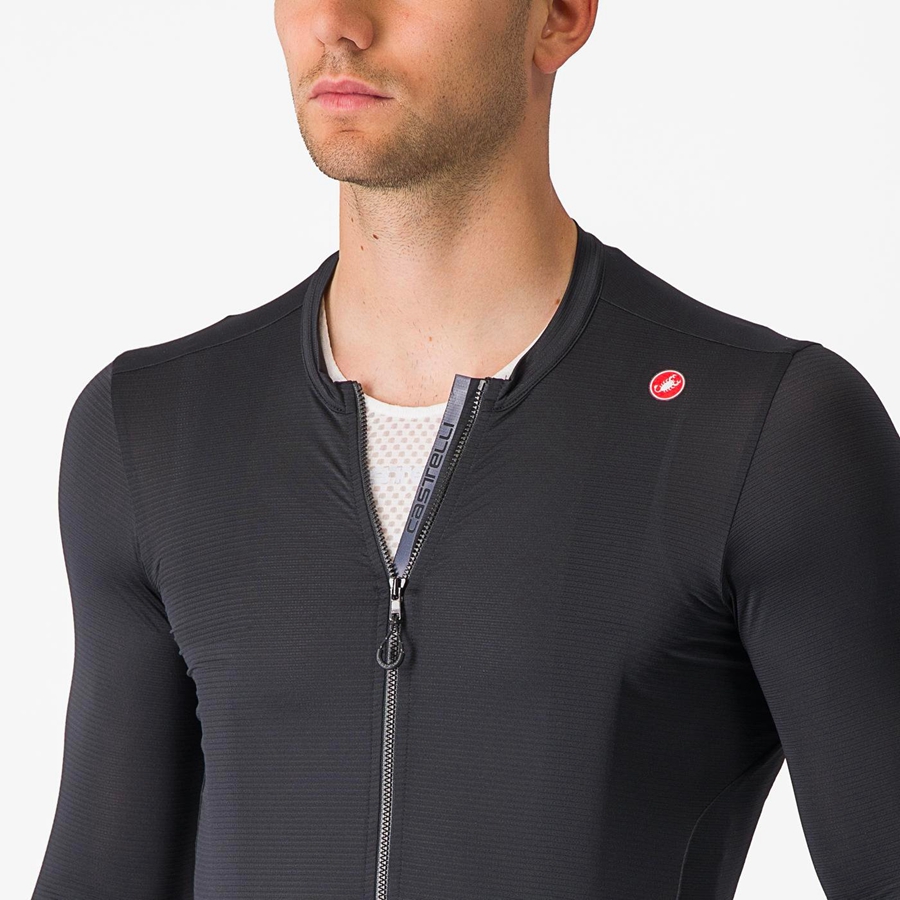 Maillot Castelli ESPRESSO LS Homme Noir Grise Foncé | QWPOZ-9837