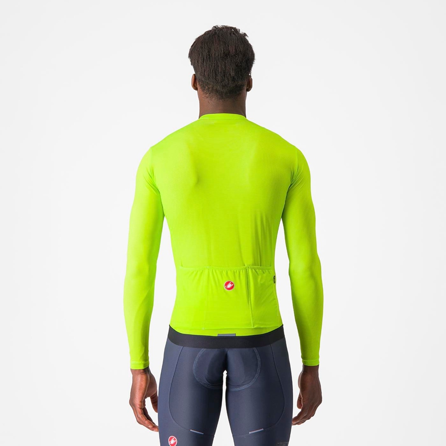 Maillot Castelli ESPRESSO LS Homme Vert Clair Vert Foncé | LWHDC-8269