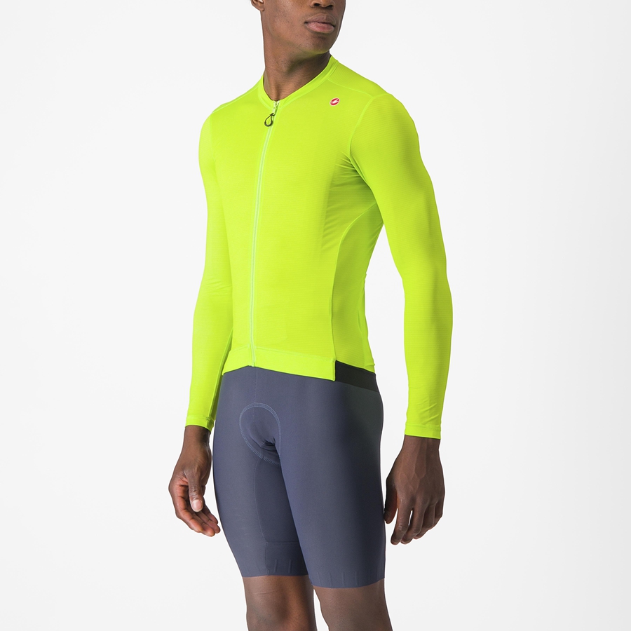 Maillot Castelli ESPRESSO LS Homme Vert Clair Vert Foncé | LWHDC-8269