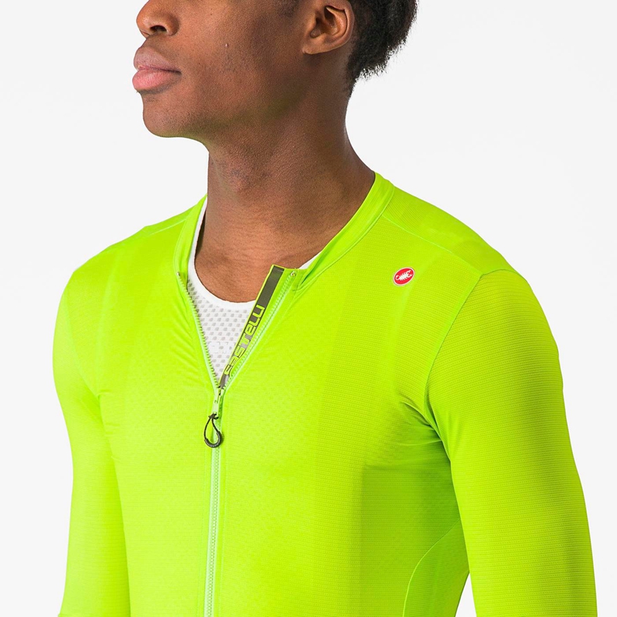 Maillot Castelli ESPRESSO LS Homme Vert Clair Vert Foncé | LWHDC-8269