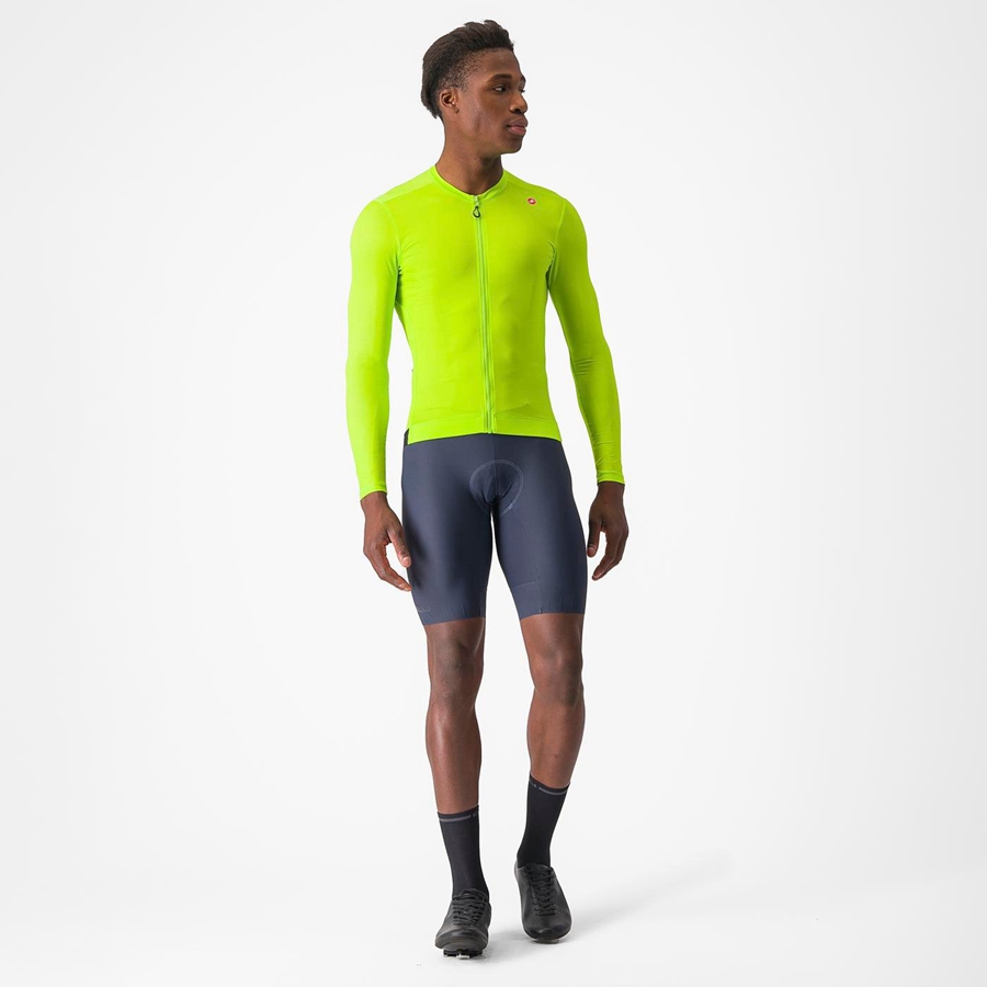 Maillot Castelli ESPRESSO LS Homme Vert Clair Vert Foncé | LWHDC-8269