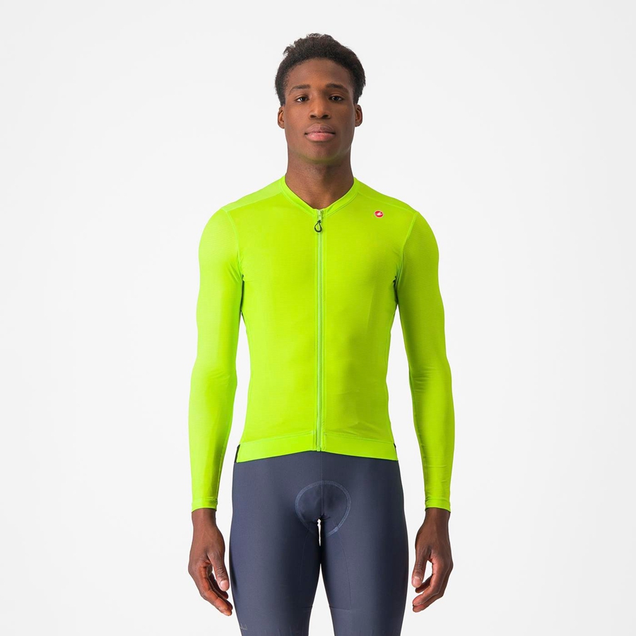 Maillot Castelli ESPRESSO LS Homme Vert Clair Vert Foncé | LWHDC-8269