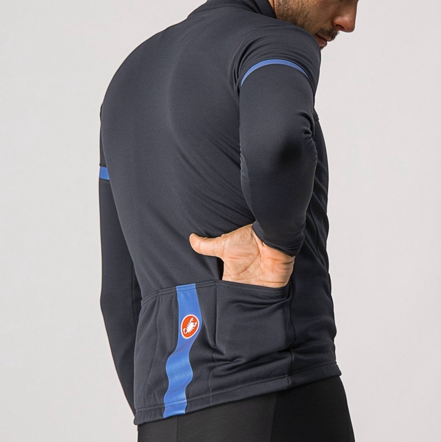 Maillot Castelli FONDO 2 FZ Homme Noir Bleu | DRKMH-0361