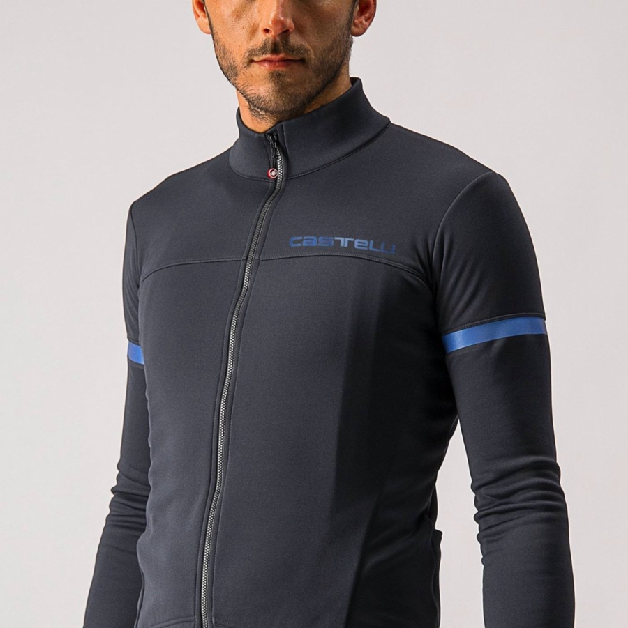 Maillot Castelli FONDO 2 FZ Homme Noir Bleu | DRKMH-0361