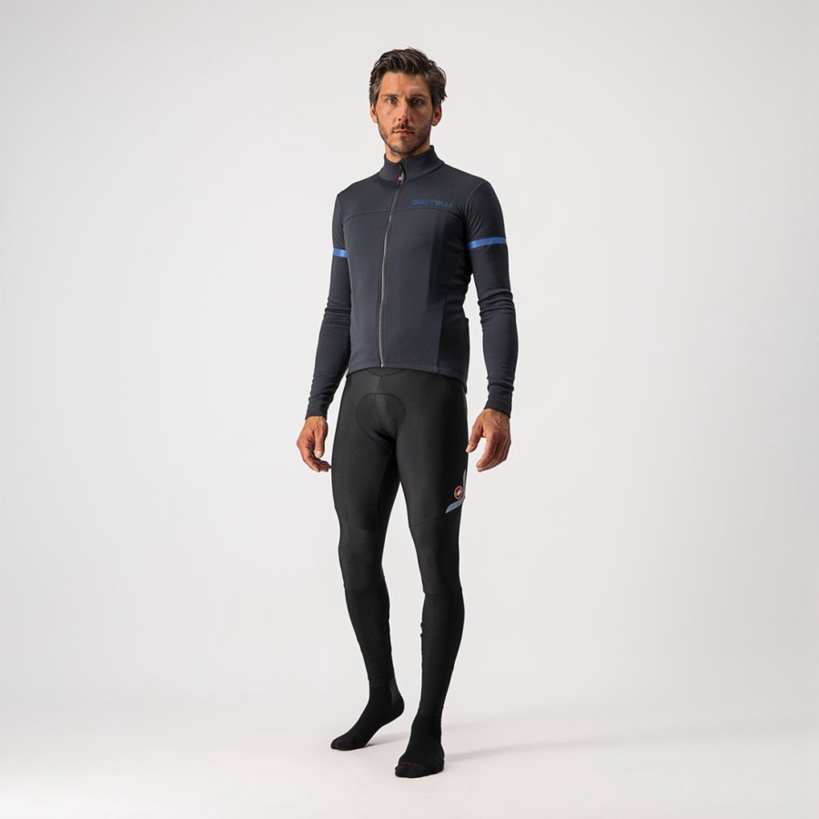 Maillot Castelli FONDO 2 FZ Homme Noir Bleu | DRKMH-0361