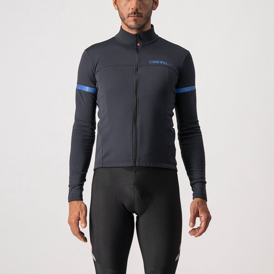 Maillot Castelli FONDO 2 FZ Homme Noir Bleu | DRKMH-0361