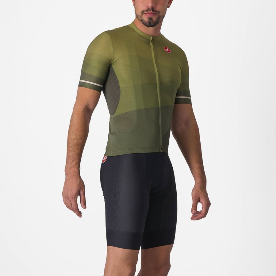 Maillot Castelli ORIZZONTE Homme Vert Foncé Vert Olive Argent | NEJPQ-0132