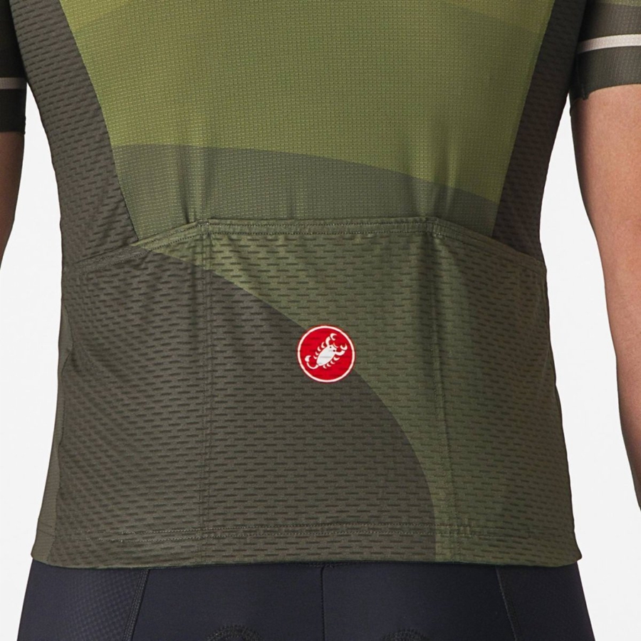 Maillot Castelli ORIZZONTE Homme Vert Foncé Vert Olive Argent | NEJPQ-0132