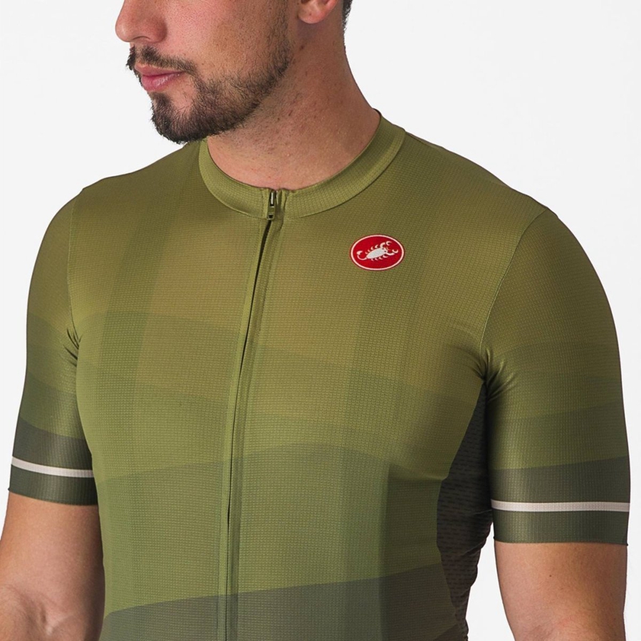 Maillot Castelli ORIZZONTE Homme Vert Foncé Vert Olive Argent | NEJPQ-0132